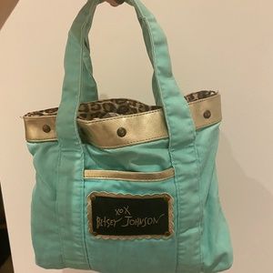 Betsey Johnson XOX Clutch Bag, aquamarine and gold